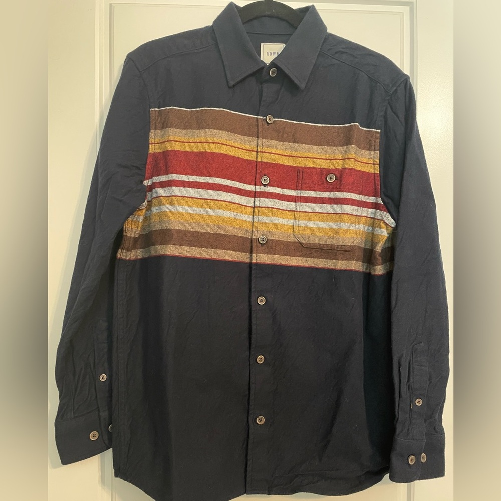 Men’s Striped Button-Up Flannel Shirt